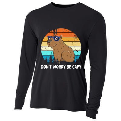 DonT Worry Be Capy Distressed Capybara Styles Animal Lover Cooling Performance Long Sleeve Crew