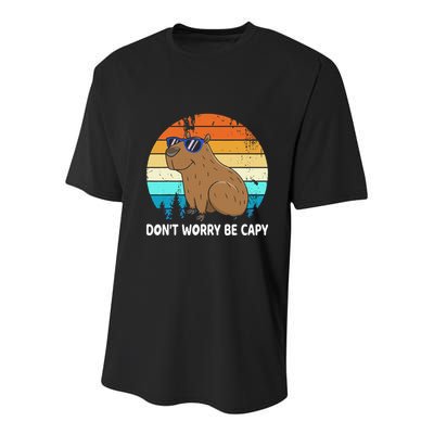DonT Worry Be Capy Distressed Capybara Styles Animal Lover Youth Performance Sprint T-Shirt