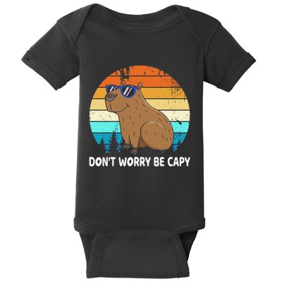 DonT Worry Be Capy Distressed Capybara Styles Animal Lover Baby Bodysuit
