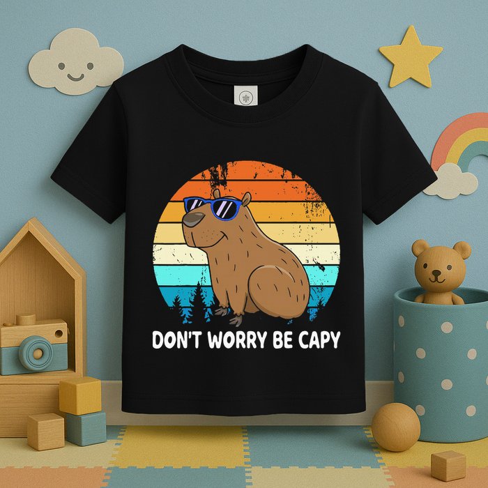 DonT Worry Be Capy Distressed Capybara Styles Animal Lover Toddler T-Shirt
