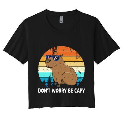 DonT Worry Be Capy Distressed Capybara Styles Animal Lover Crop Top