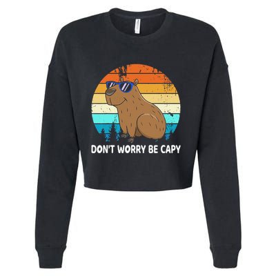 DonT Worry Be Capy Distressed Capybara Styles Animal Lover Cropped Pullover Crew