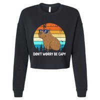 DonT Worry Be Capy Distressed Capybara Styles Animal Lover Cropped Pullover Crew