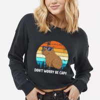DonT Worry Be Capy Distressed Capybara Styles Animal Lover Cropped Pullover Crew