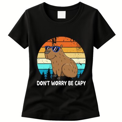 DonT Worry Be Capy Distressed Capybara Styles Animal Lover Womens T-Shirt