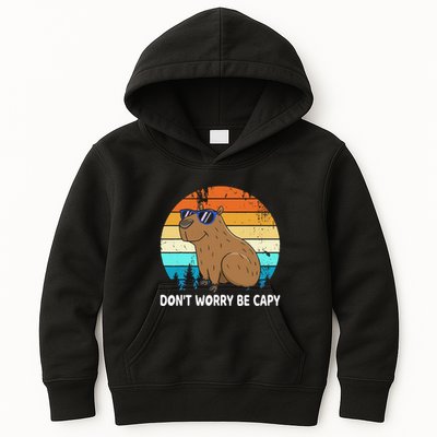 DonT Worry Be Capy Distressed Capybara Styles Animal Lover Kids Hoodie