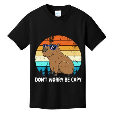 DonT Worry Be Capy Distressed Capybara Styles Animal Lover Kids T-Shirt