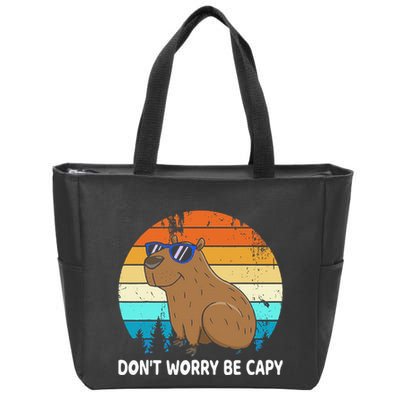 DonT Worry Be Capy Distressed Capybara Styles Animal Lover Zip Tote Bag