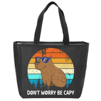 DonT Worry Be Capy Distressed Capybara Styles Animal Lover Zip Tote Bag