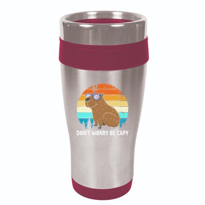 DonT Worry Be Capy Distressed Capybara Styles Animal Lover 16oz Travel Tumbler