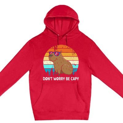 DonT Worry Be Capy Distressed Capybara Styles Animal Lover Premium Pullover Hoodie