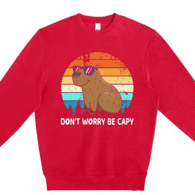 DonT Worry Be Capy Distressed Capybara Styles Animal Lover Premium Crewneck Sweatshirt