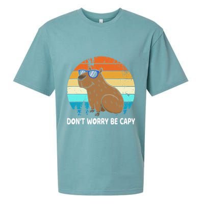 DonT Worry Be Capy Distressed Capybara Styles Animal Lover Sueded Cloud Jersey T-Shirt