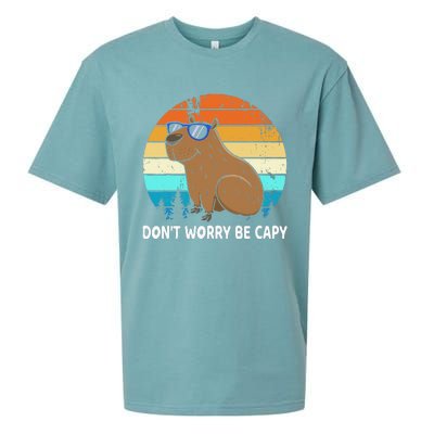 DonT Worry Be Capy Distressed Capybara Styles Animal Lover Sueded Cloud Jersey T-Shirt