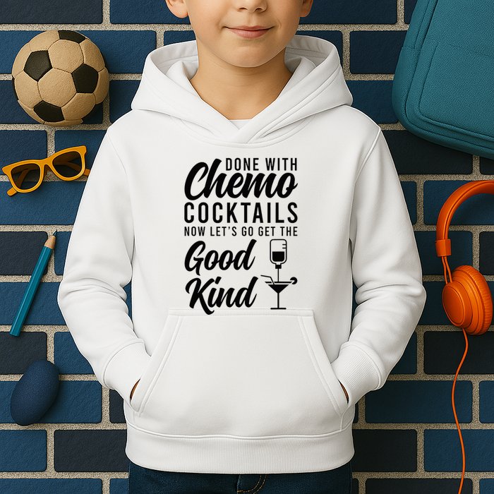 Done With Chemo Survivor Last Day Of Chemo End Of Chemo Kids Hoodie