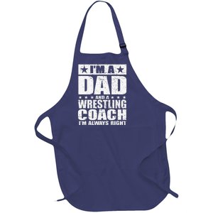 Dad Wrestling Coach Coaches Fathers Day S Gift Full-Length Apron With Pockets