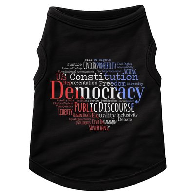 Democracy Word Cloud Art Election Red White And Blue Doggie Tank