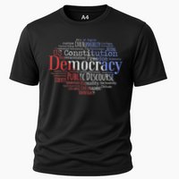 Democracy Word Cloud Art Election Red White And Blue Cooling Performance Crew T-Shirt