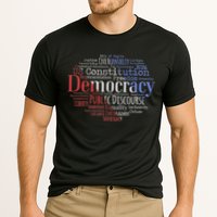 Democracy Word Cloud Art Election Red White And Blue Cooling Performance Crew T-Shirt