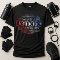 Democracy Word Cloud Art Election Red White And Blue Cooling Performance Crew T-Shirt