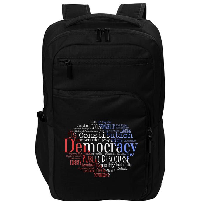 Democracy Word Cloud Art Election Red White And Blue Impact Tech Backpack