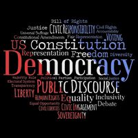 Democracy Word Cloud Art Election Red White And Blue Impact Tech Backpack