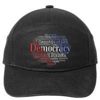 Democracy Word Cloud Art Election Red White And Blue 7-Panel Snapback Hat