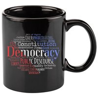 Democracy Word Cloud Art Election Red White And Blue 11oz C Handle Ceramic Mug