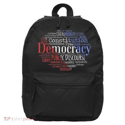 Democracy Word Cloud Art Election Red White And Blue 16 in Basic Backpack