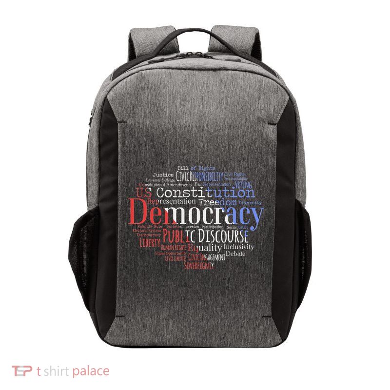 Democracy Word Cloud Art Election Red White And Blue Vector Backpack