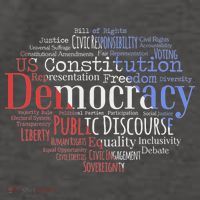 Democracy Word Cloud Art Election Red White And Blue Vector Backpack