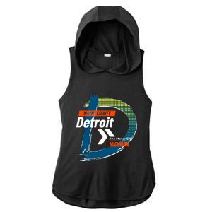 Detroit Wayne County Michigan Modern Logo Ladies PosiCharge Tri-Blend Wicking Draft Hoodie Tank