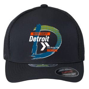 Detroit Wayne County Michigan Modern Logo Flexfit Unipanel Trucker Cap