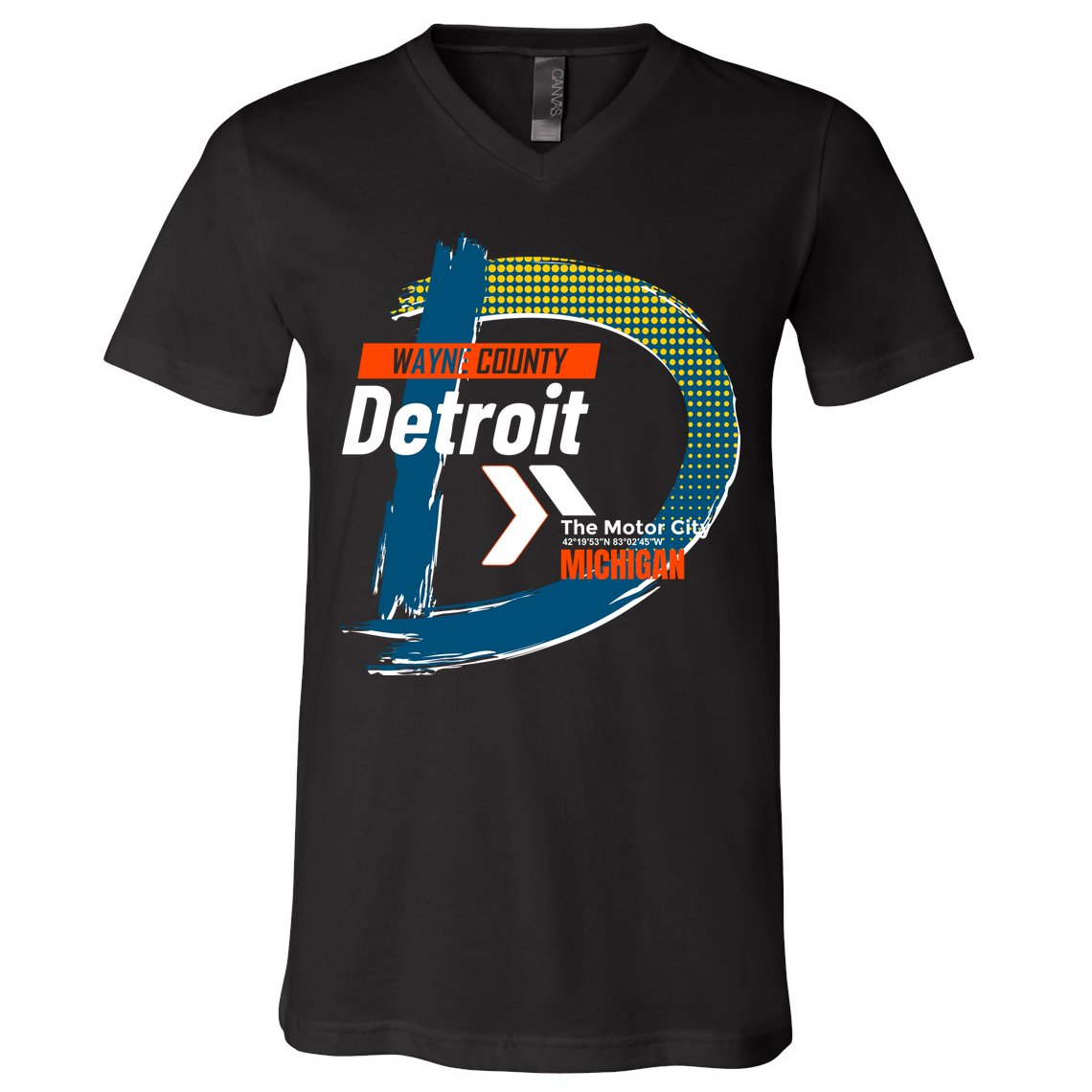 Detroit Wayne County Michigan Modern Logo V-Neck T-Shirt