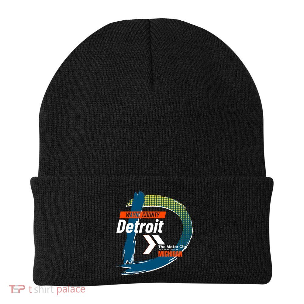 Detroit Wayne County Michigan Modern Logo Beanie