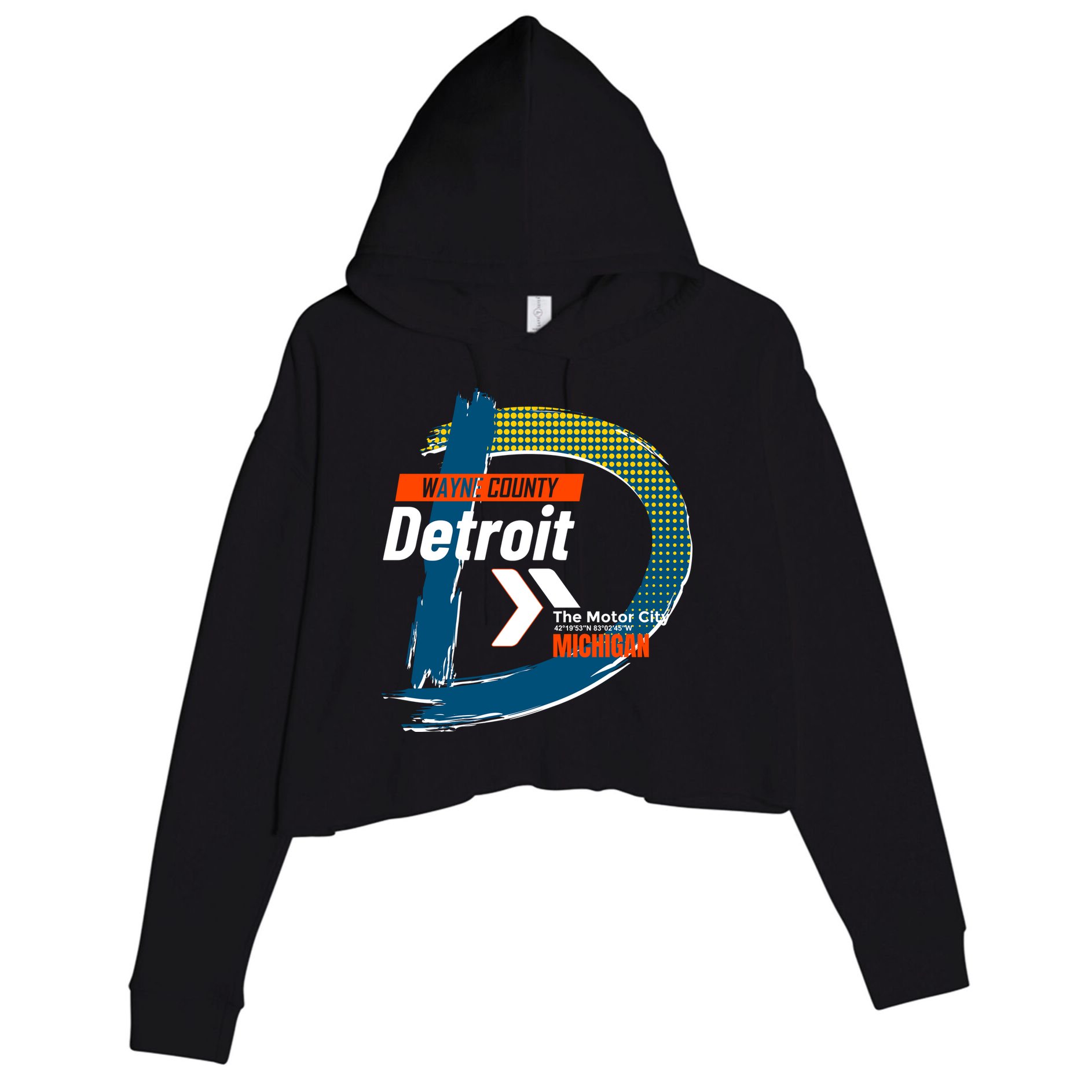 Detroit Wayne County Michigan Modern Logo Crop Fleece Hoodie
