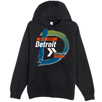 Detroit Wayne County Michigan Modern Logo Premium Pullover Hoodie