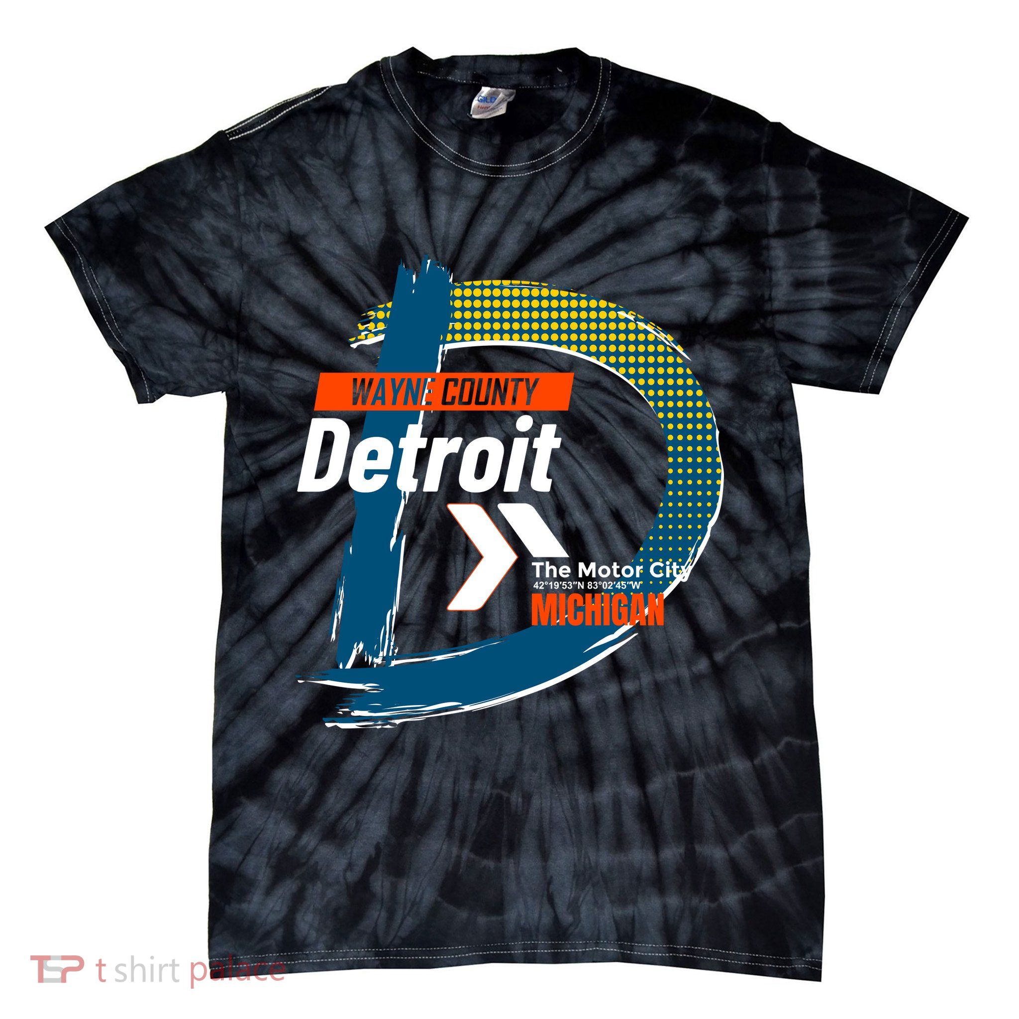 Detroit Wayne County Michigan Modern Logo Tie-Dye T-Shirt