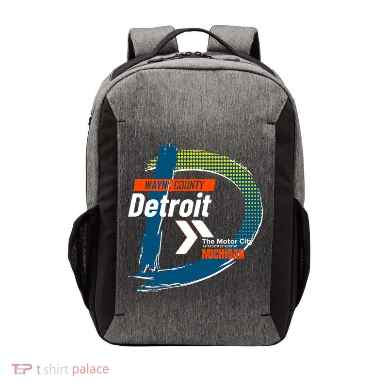 Detroit Wayne County Michigan Modern Logo Vector Backpack