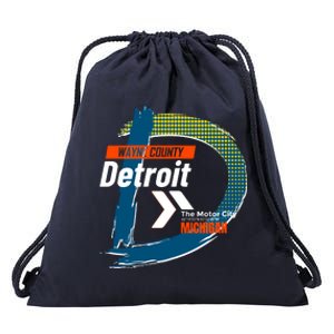 Detroit Wayne County Michigan Modern Logo Drawstring Bag