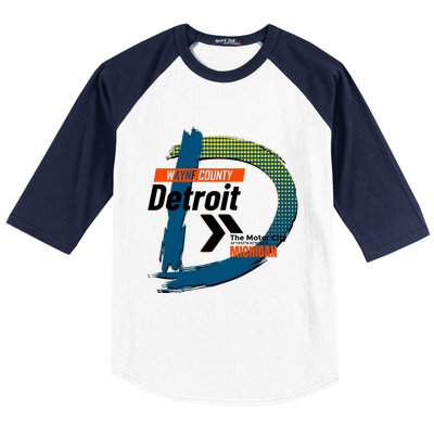 Detroit Wayne County Michigan Modern Logo Baseball Sleeve Shirt