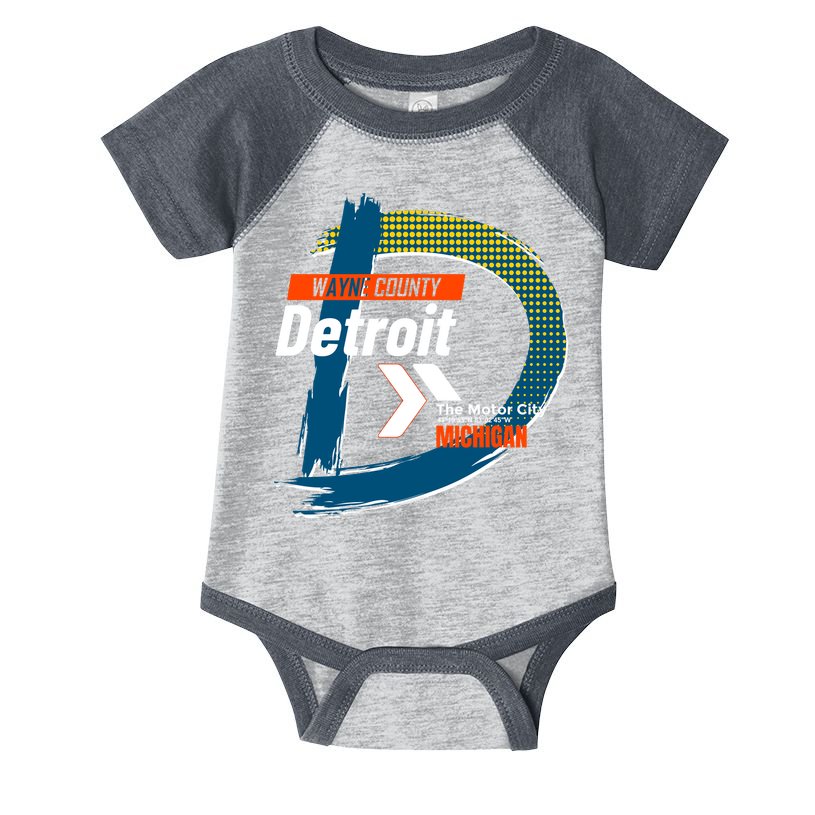 Detroit Wayne County Michigan Modern Logo Infant Baby Jersey Bodysuit