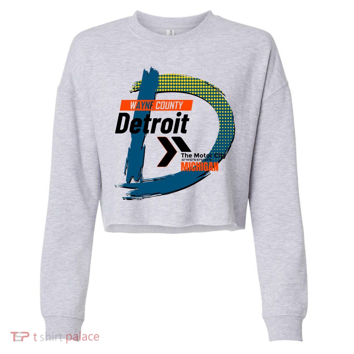 Detroit Wayne County Michigan Modern Logo Cropped Pullover Crew