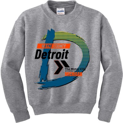 Detroit Wayne County Michigan Modern Logo Kids Sweatshirt
