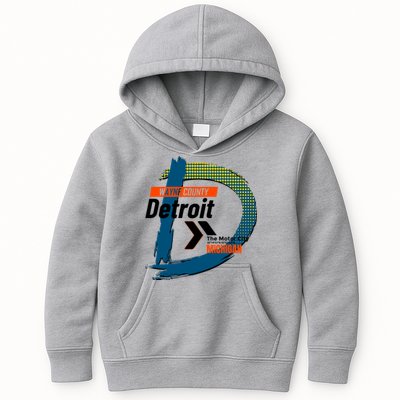 Detroit Wayne County Michigan Modern Logo Kids Hoodie