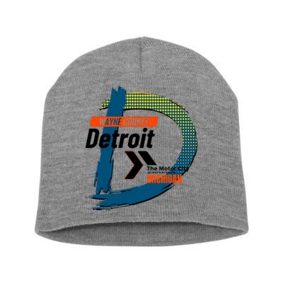 Detroit Wayne County Michigan Modern Logo Short Acrylic Beanie