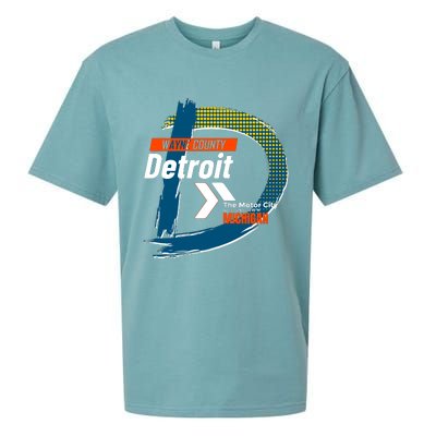 Detroit Wayne County Michigan Modern Logo Sueded Cloud Jersey T-Shirt