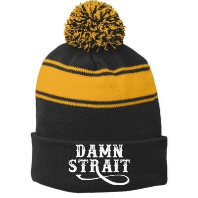 Damn Western Country Music Stripe Pom Pom Beanie