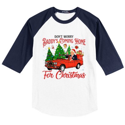 Dont Worry Daddys Coming Home For Christmas Trump 2024 Baseball Sleeve Shirt