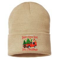 DonT Worry DaddyS Coming Home For Christmas Trump 2024 Sustainable Knit Beanie